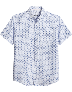 Report Collection Modern Fit Four-Way Stretch Short Sleeve Sport Shirt, Navy Geo