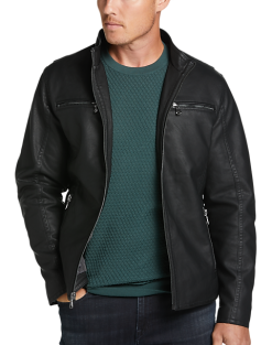 Awearness Kenneth Cole Modern Fit Moto Jacket, Burgundy Faux Leather